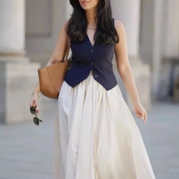 NWT ZARA RUFFLY WAIST SKIRT WHIT POCKETS - Picture 8 of 15